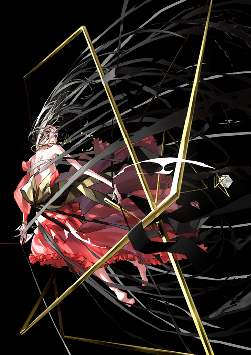 Nico Tina in a red dress with black ribbons