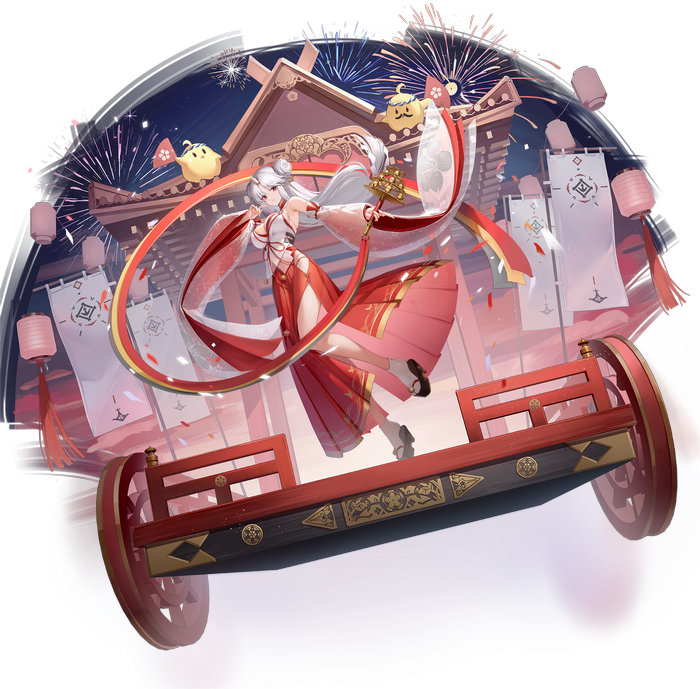 Azur Lane character with fireworks and shrine