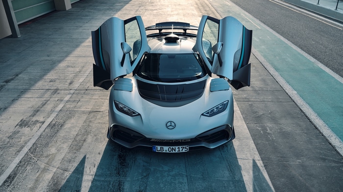 Mercedes AMG Project ONE with doors open
