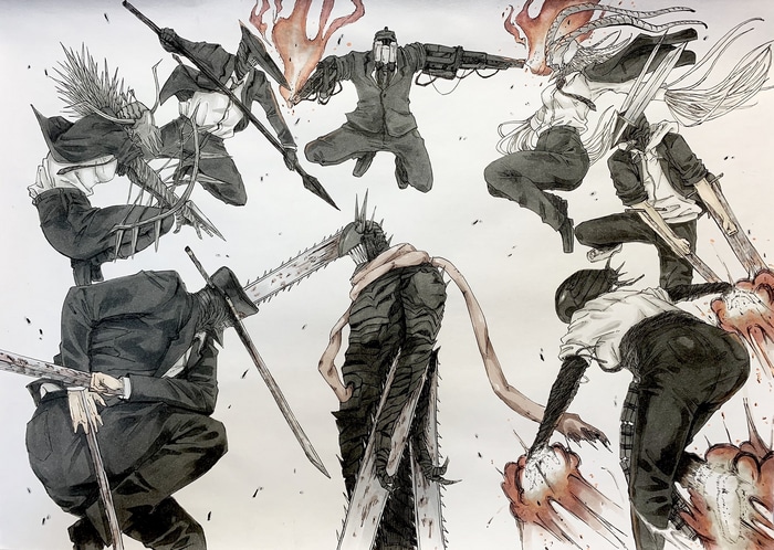 Chainsaw Man characters in battle