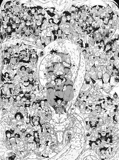 Dragon Ball Characters and Shenron Drawing