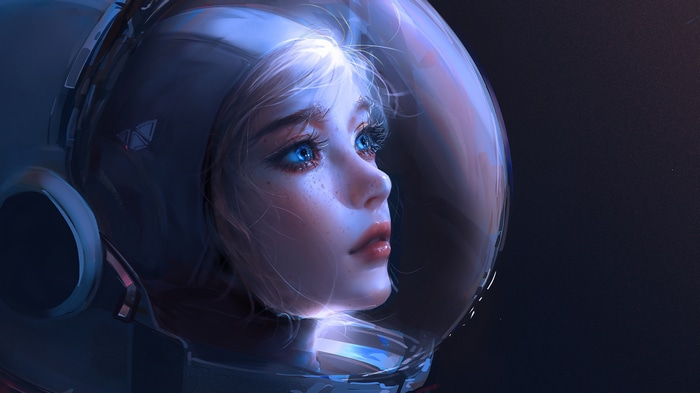 4K illustration of a girl in a spacesuit
