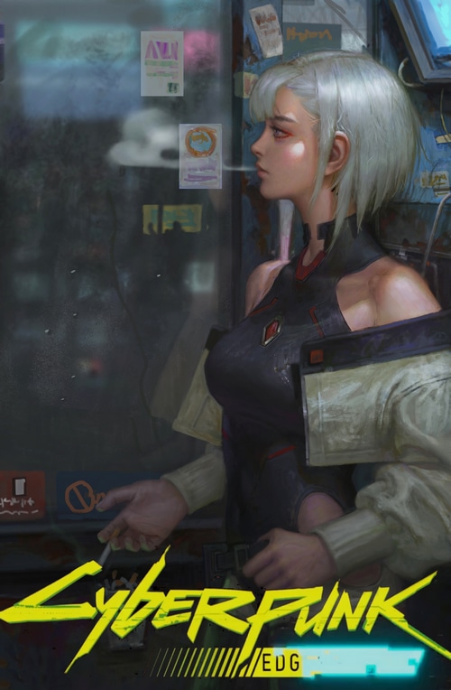 Lucyna Kushinada smoking in Cyberpunk: Edgerunners artwork