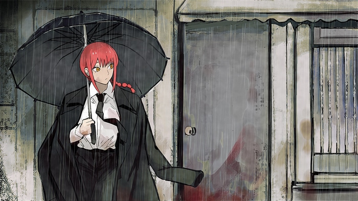 Makima with Umbrella in the Rain