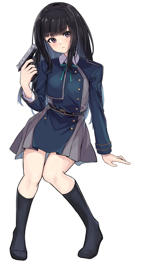 Inoue Takina from Lycoris Recoil holding a gun