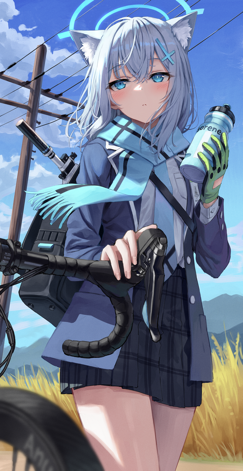 Shiroko from Blue Archive with a bicycle