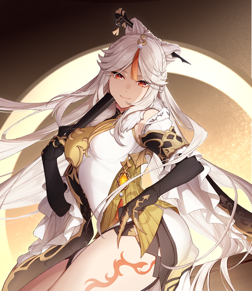 Ningguang from Genshin Impact with red eyes