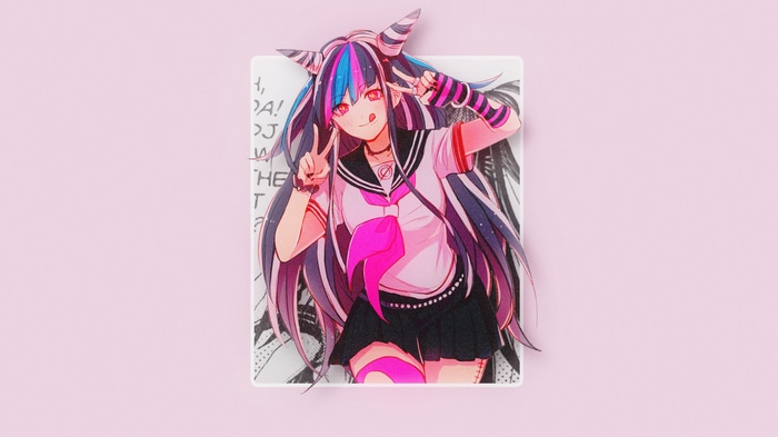 Ibuki Mioda from Danganronpa making peace signs