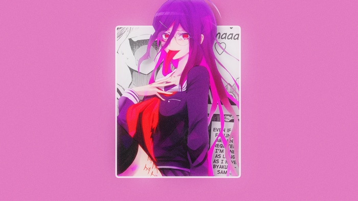 Toko Fukawa with tongue out, Danganronpa manga style