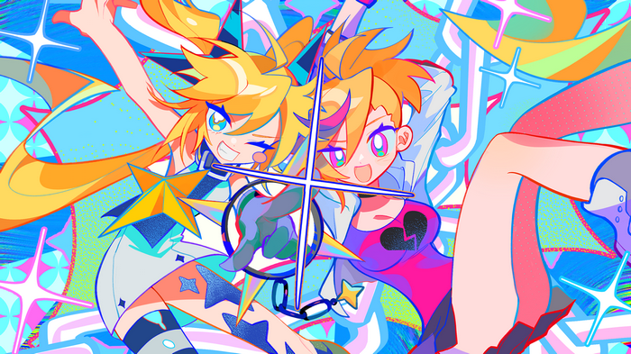 Muse Dash characters with colorful background