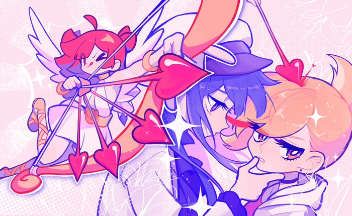 MuseDash characters with bow and arrow and hearts