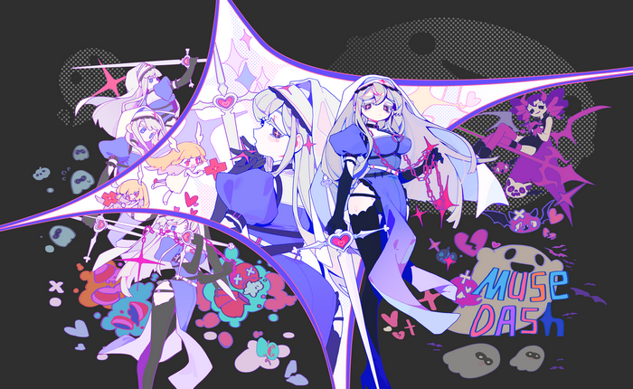 Muse Dash Characters with Swords and Hearts