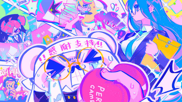 MuseDash characters in a colorful, chaotic collage