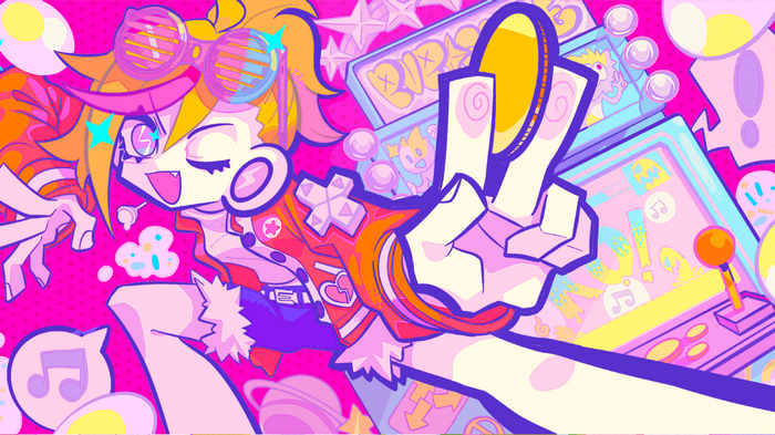 Muse Dash Girl with Lollipop and Arcade Machine