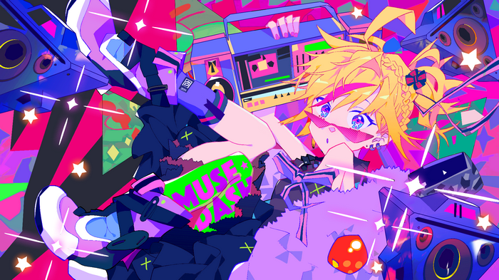 MuseDash: Colorful Anime Girl with Boombox