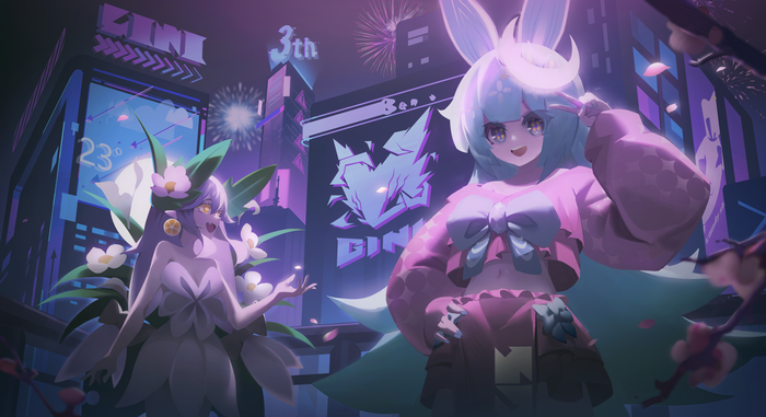 4K Anime Game Characters in Neon City