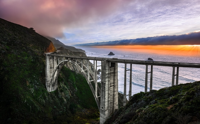 Bixby Creek Bridge at sunset, Big Sur, California