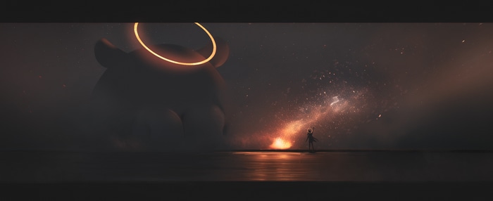 Ninomae Inanis and a giant creature in space