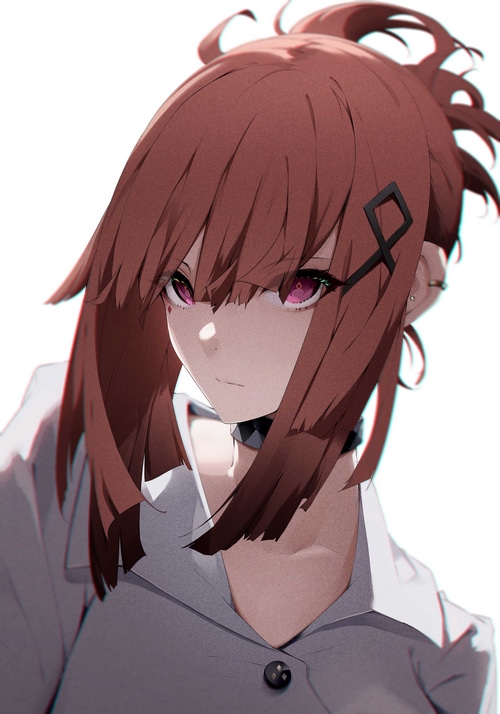 Anime girl with purple eyes and brown hair