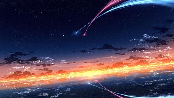 4K Night Sky with Shooting Stars and Clouds