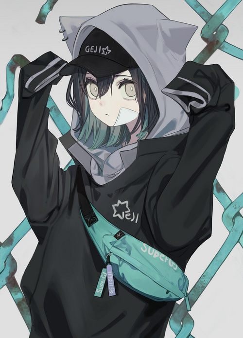 Anime girl with cat ears and a hat