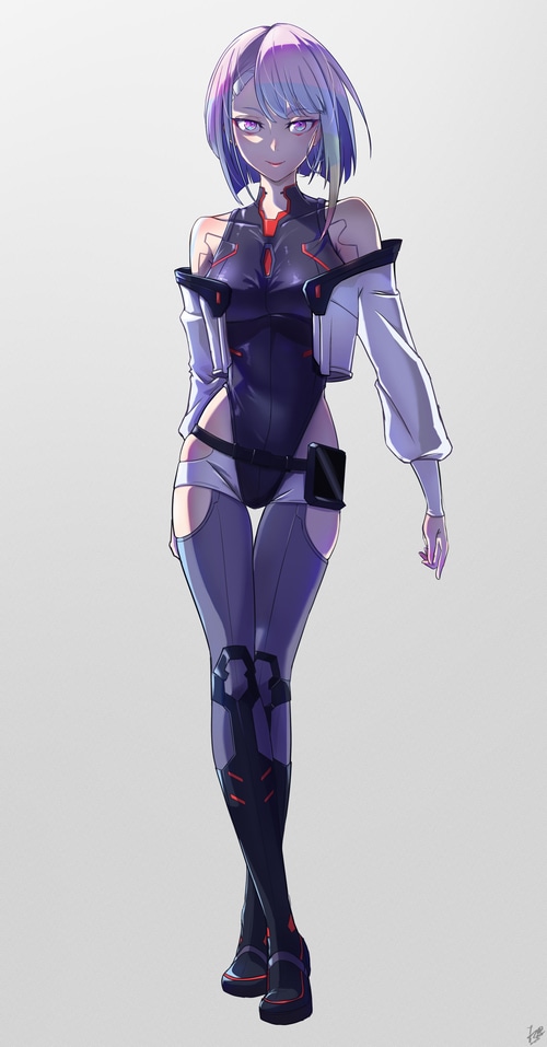 Lucy from Cyberpunk: Edgerunners in a futuristic outfit