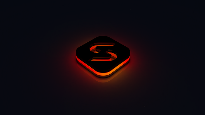 3D logo with red and orange glow