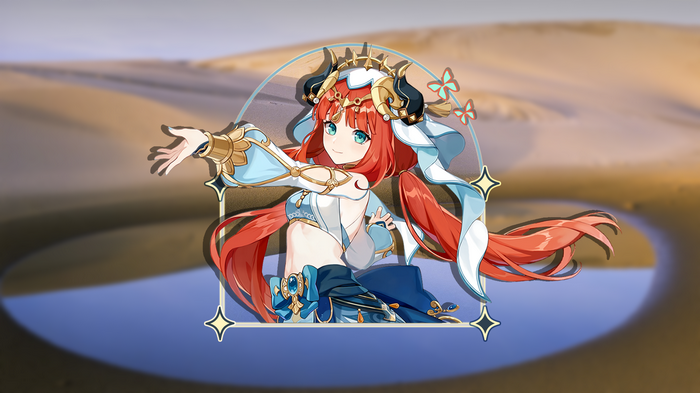 Nilou from Genshin Impact in a desert oasis