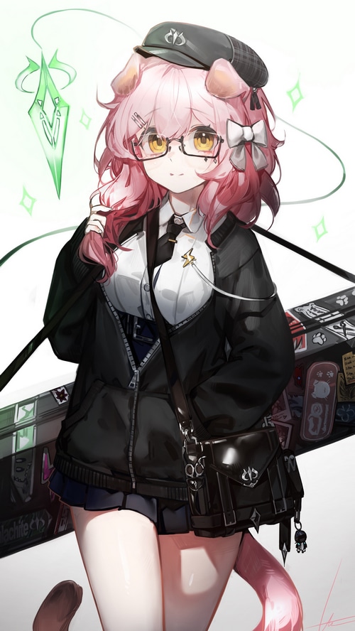 Goldenglow from Arknights with glasses and hat