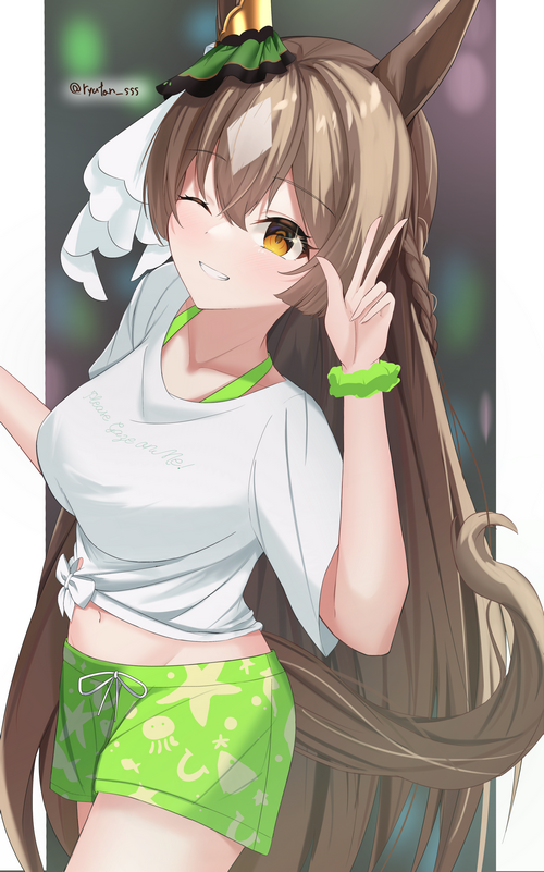 Satono Diamond Winking and Posing in Shorts