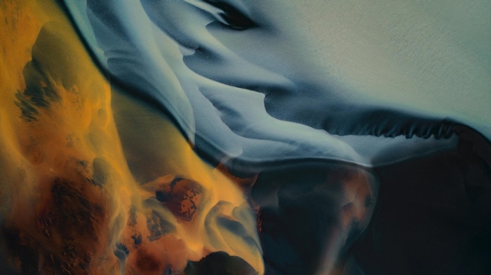 Abstract aerial view of colorful landforms