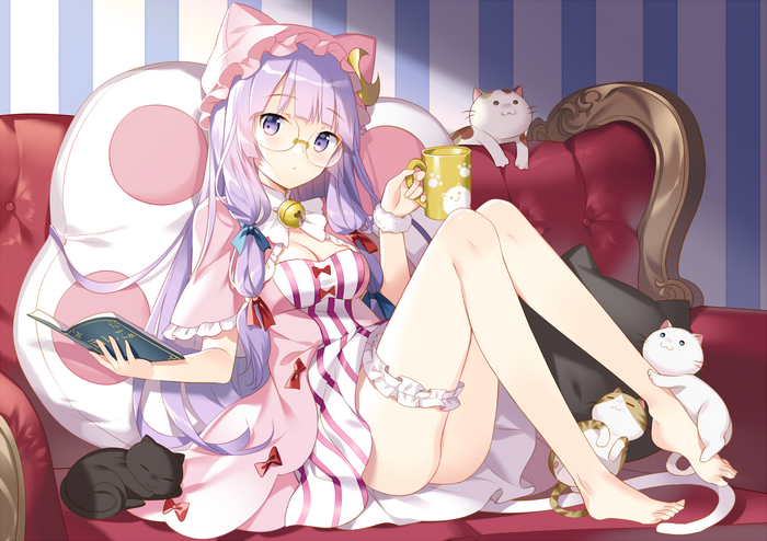 Patchouli Knowledge with cats and books