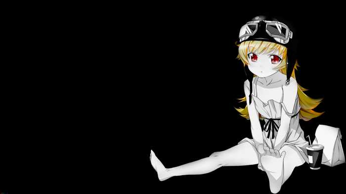 4K Monogatari Series Shinobu Oshino with drink