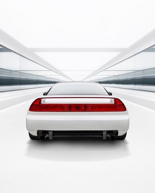 White Honda NSX in a futuristic tunnel