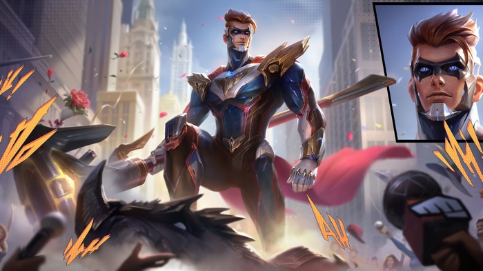 4K League of Legends Superhero in City