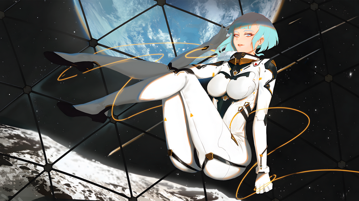 4K Lucyna Kushinada in a futuristic plugsuit in space