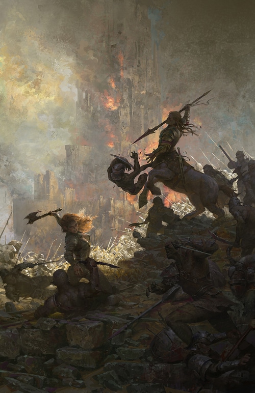 Fantasy battle with Orcs and Centaur