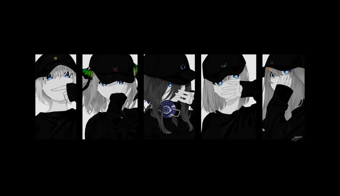 5-toubun no Hanayome characters wearing black hats