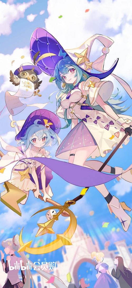 Bilibili witches and owl with Bilibili logo
