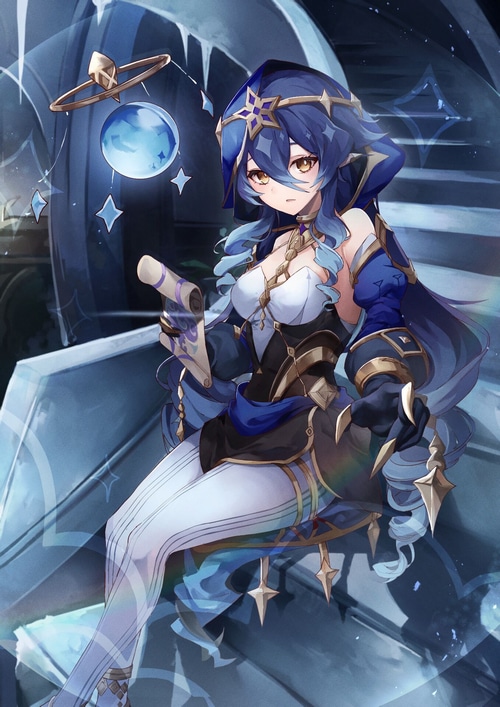 Layla from Genshin Impact holding a scroll