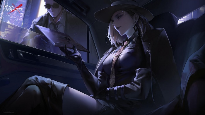 Path to Nowhere: Woman in Hat and Tie in Car