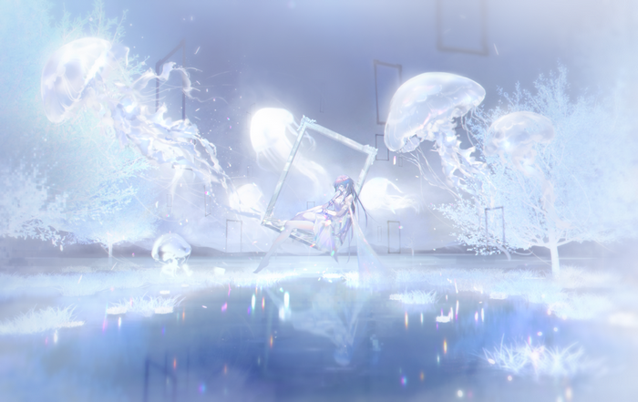 Hamel and jellyfish in a surreal landscape