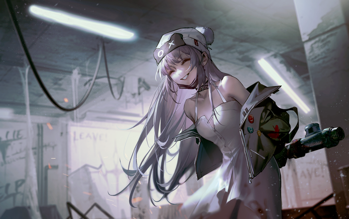 Hella from Path to Nowhere holding a weapon