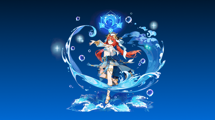 Nilou from Genshin Impact surrounded by water