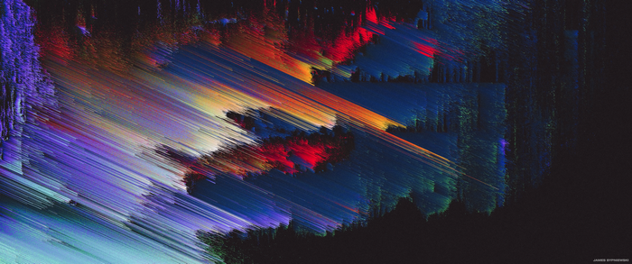 Abstract colorful glitch art with diagonal lines