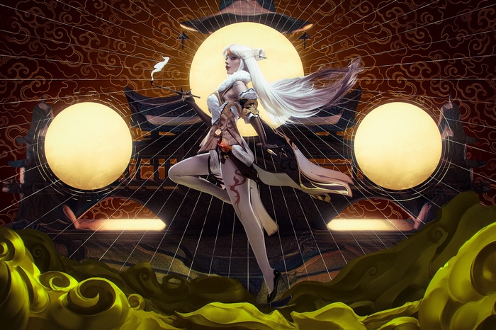 Fantasy girl with white hair and pipe