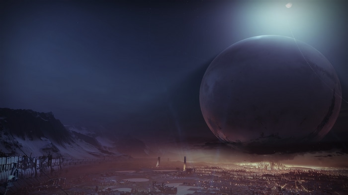 Destiny 2 Beyond Light: A Futuristic City Under a Giant Planet