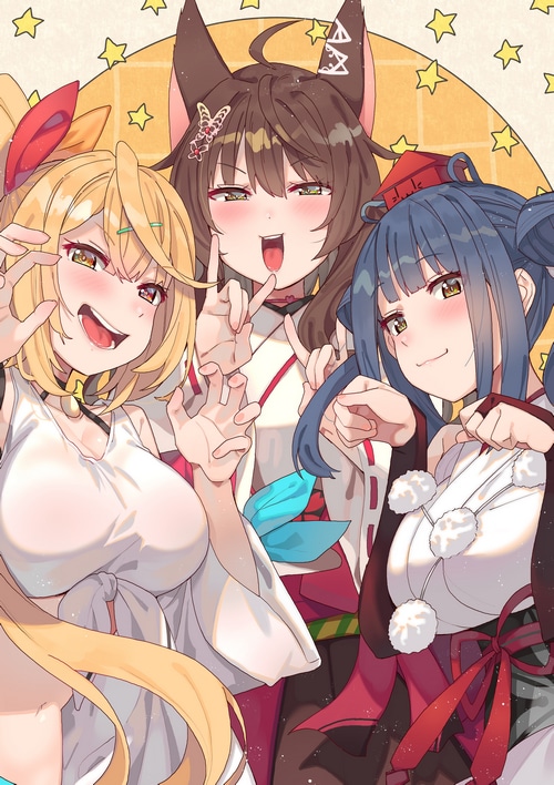 Hoshikawa Sara, Keru, and Nijisanji characters with fox ears
