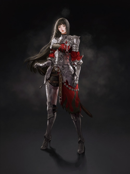 Woman in fantasy armor with black hair