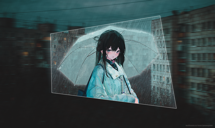 Girl with umbrella in the rain